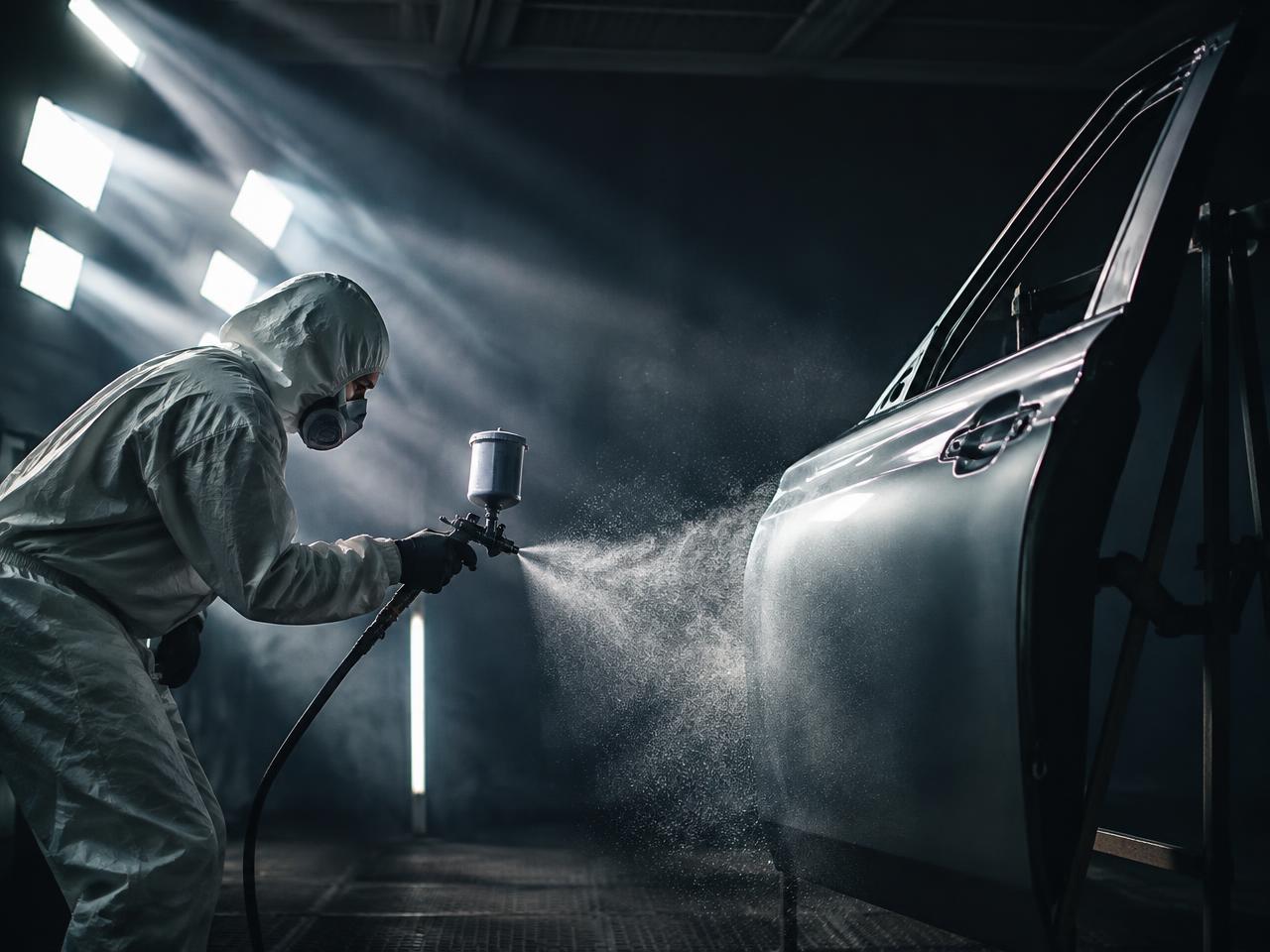 Application de peinture sur une carrosserie